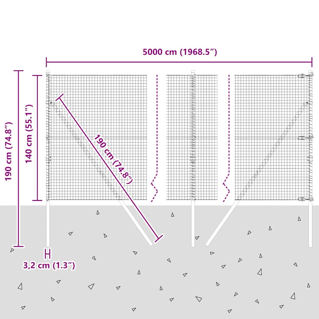 Temeljna zavarena žičana ograda 50 x 1,4 m Srebrna Mreža