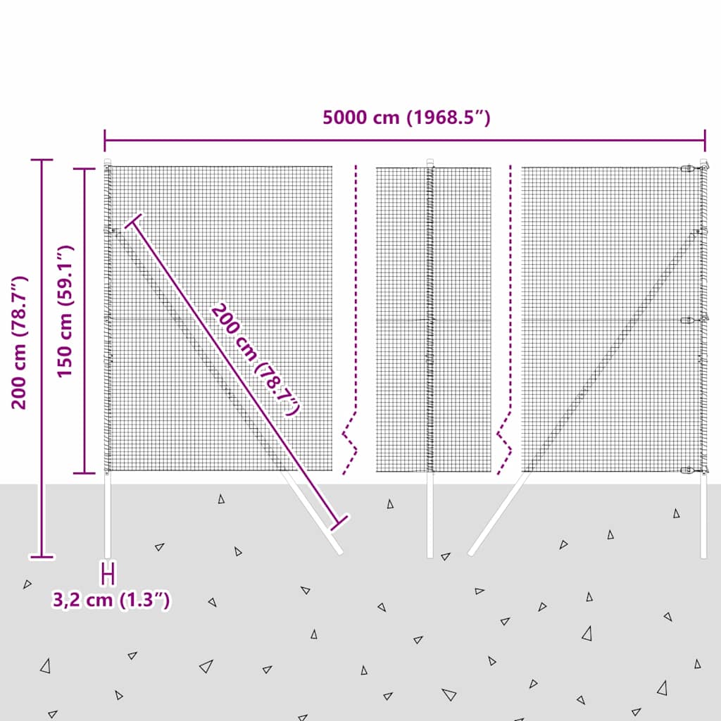 Temeljna zavarena žičana ograda 50 x 1,5 m Srebrna Mreža