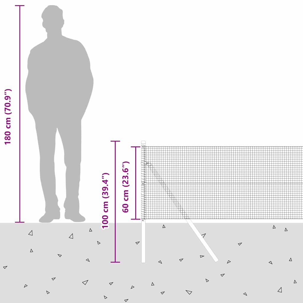 Temeljna zavarena žičana ograda 100 x 0,6 m (Š x V)