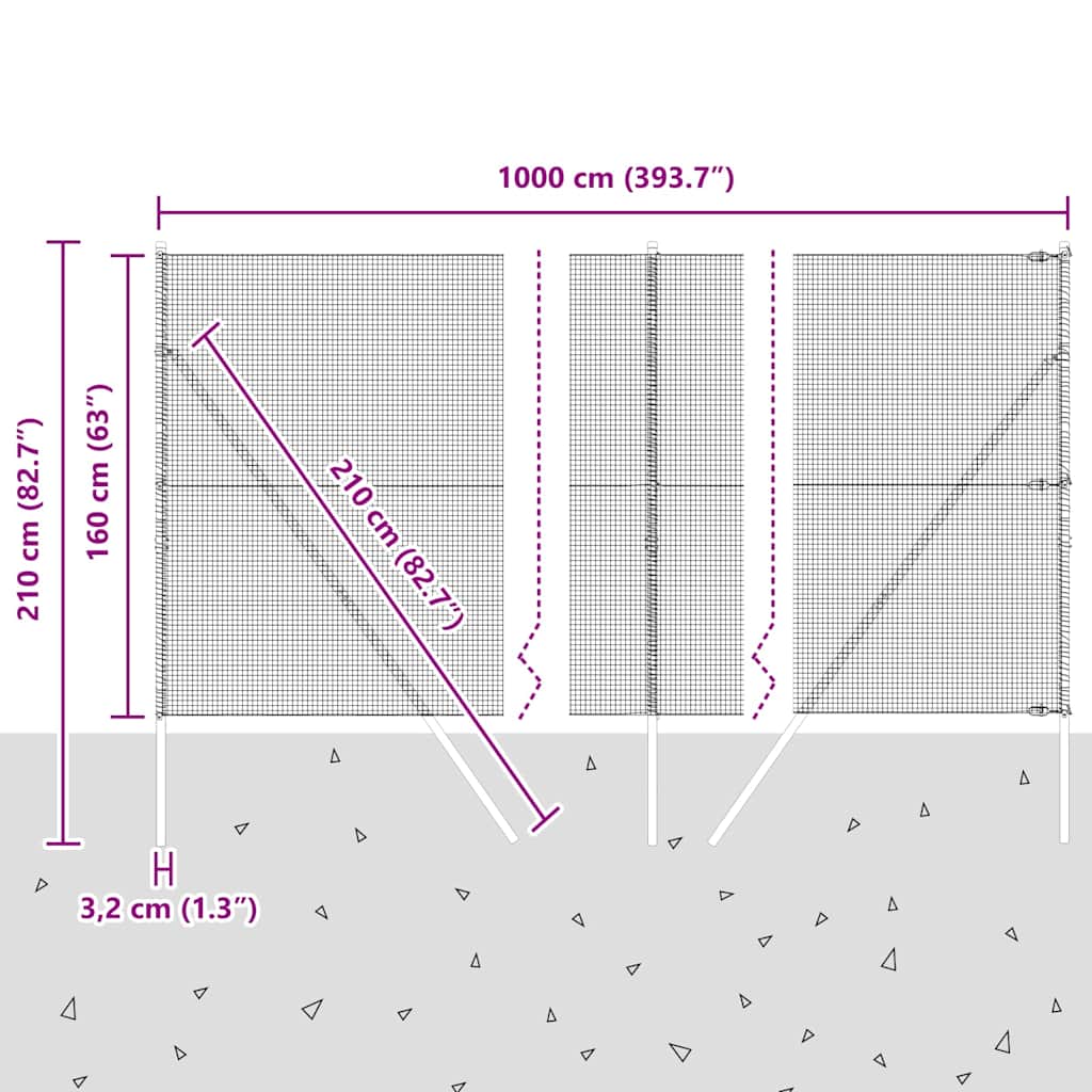 Temeljna zavarena žičana ograda 10 x 1,6 m Zelena Mreža