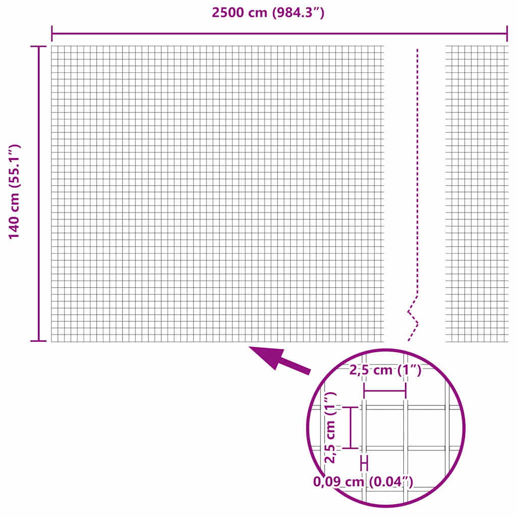 Temeljna zavarena žičana ograda 25 x 1,4 m Zelena Mreža