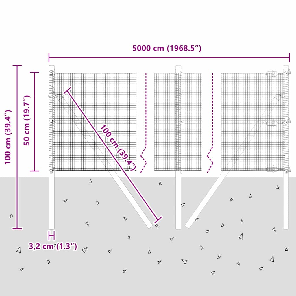 Temeljna zavarena žičana ograda 50 x 0,5 m Zelena Mreža