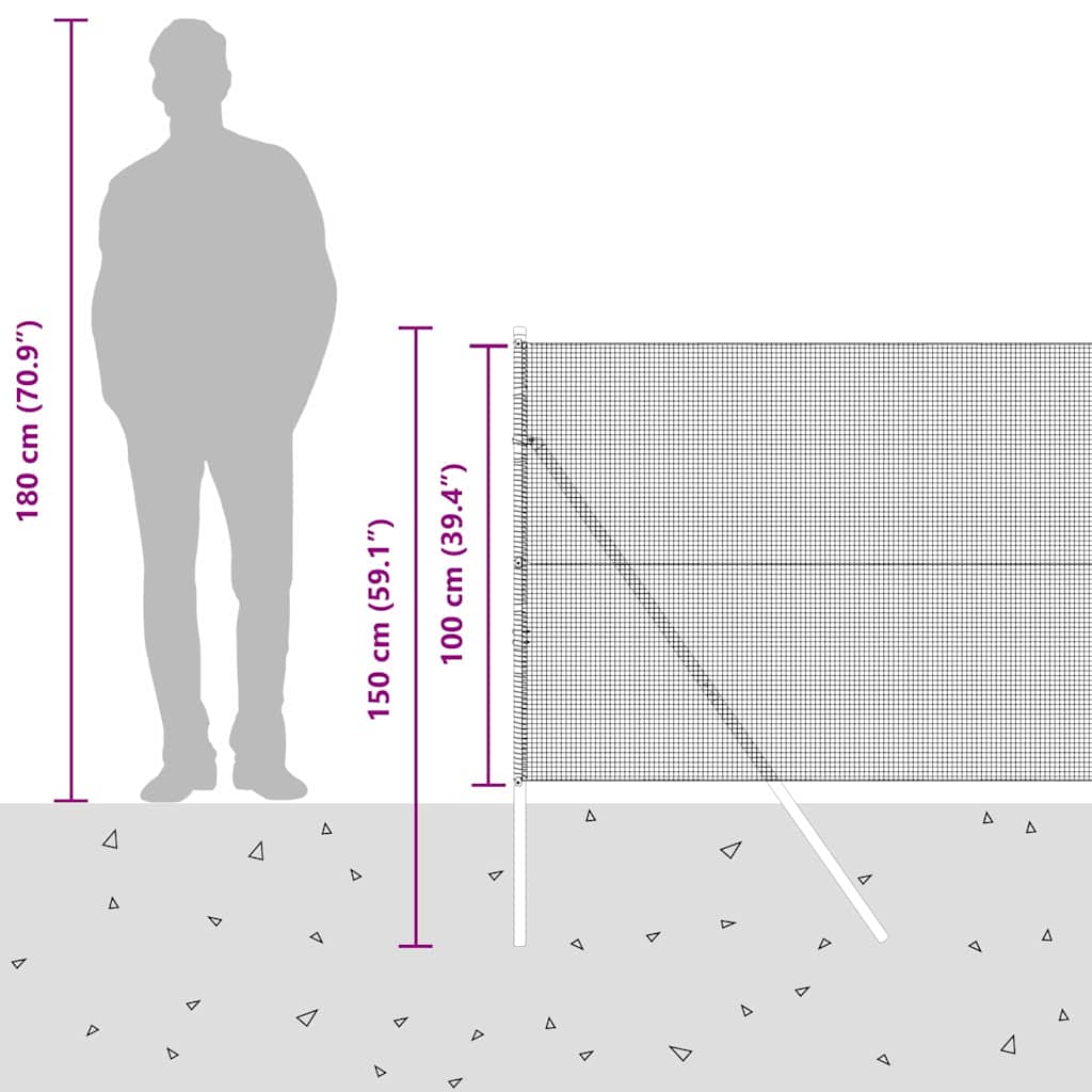 Temeljna zavarena žičana ograda 50 x 1 m Čelik premazan PVC-om