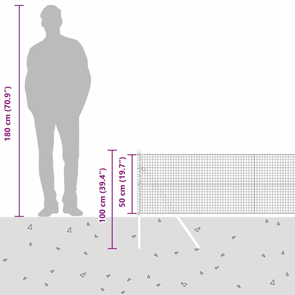 Temeljna zavarena žičana ograda 100 x 0,5 m Zelena Mreža