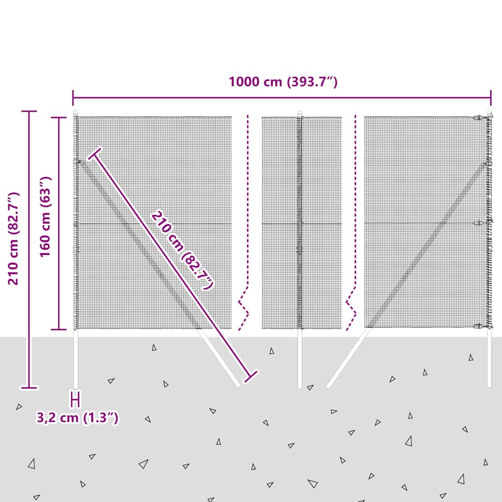 Temeljna zavarena žičana ograda 10 x 1,6 m Siva Mreža