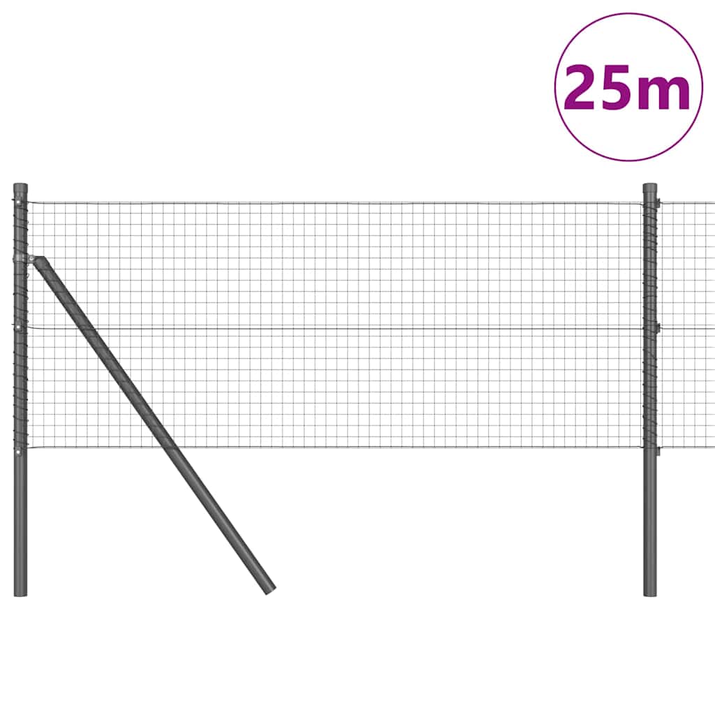 Temeljna zavarena žičana ograda 25 x 0,6 m Siva Mreža