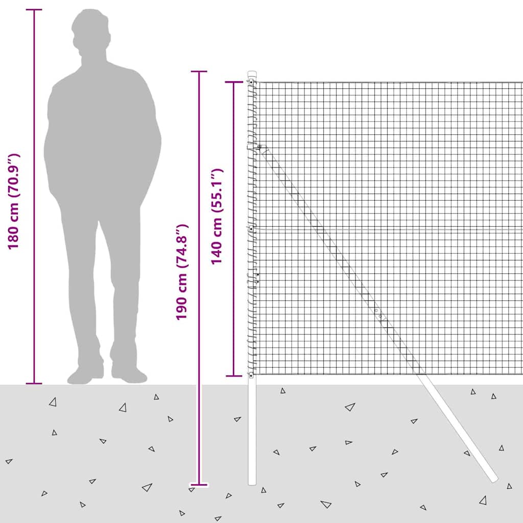 Temeljna zavarena žičana ograda 25 x 1,4 m Siva Mreža