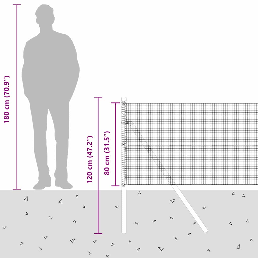 Temeljna zavarena žičana ograda 50 x 0,8 m Siva Mreža