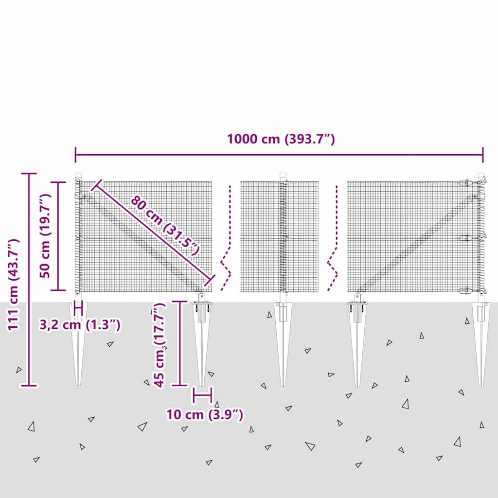 Zavareno žičano ograđivanje s bodljama 10 x 0,5 m (Š x V)