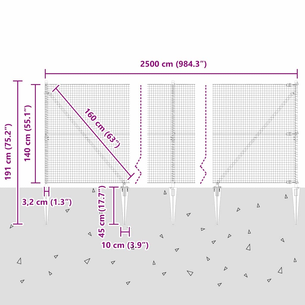 Zavareno žičano ograđivanje s bodljama 25 x 1,4 m (Š x V)