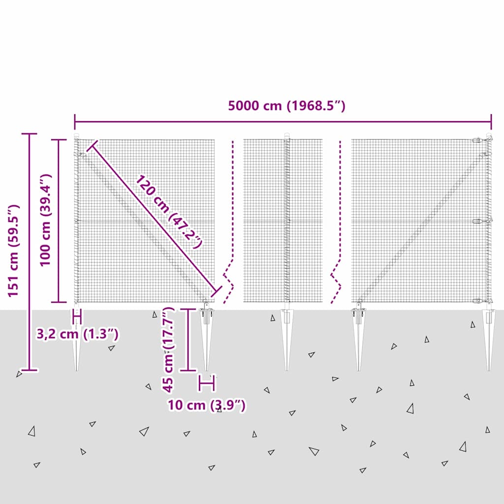 Zavareno žičano ograđivanje s bodljama 50 x 1 m Srebrna Mreža