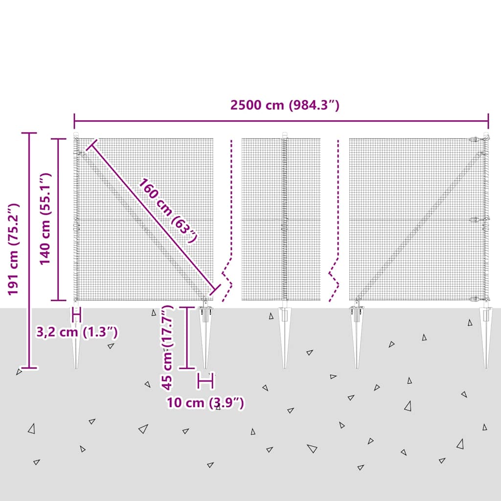 Zavareno žičano ograđivanje s bodljama 25 x 1,4 m (Š x V)