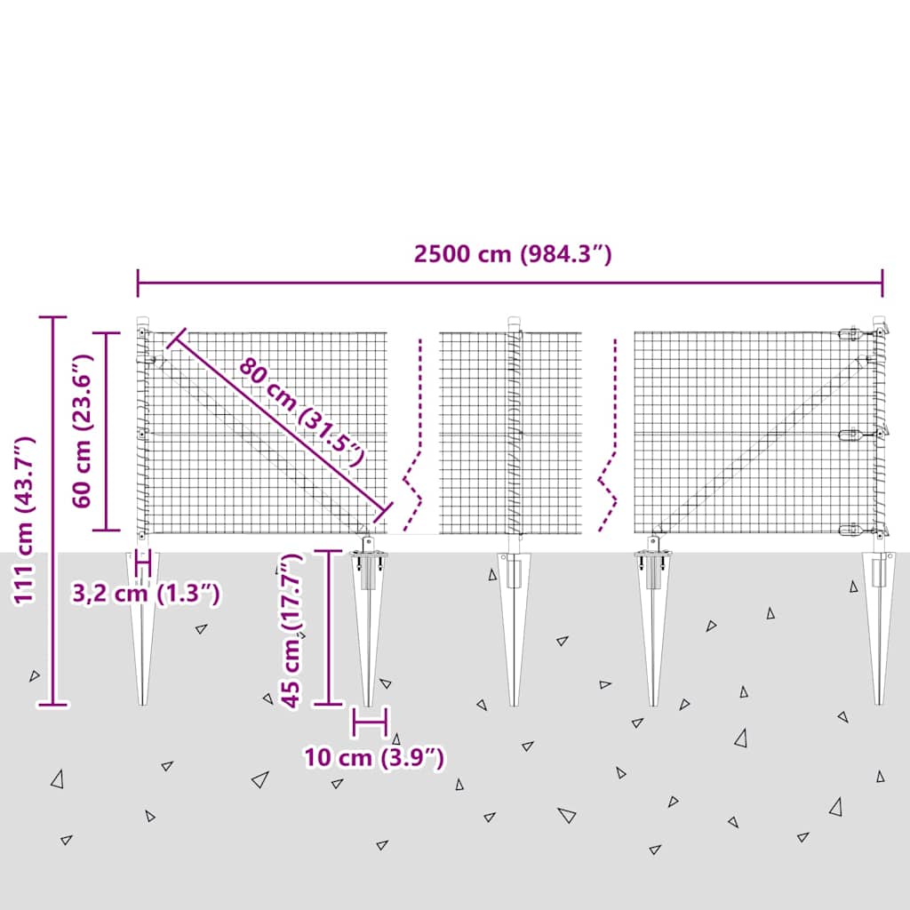 Zavareno žičano ograđivanje s bodljama 25 x 0,6 m Siva Mreža