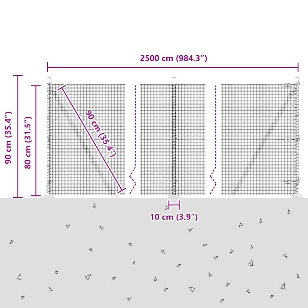 Zavareno žičano ogradno mreža s betonskom podlogom 25 x 0,8 m