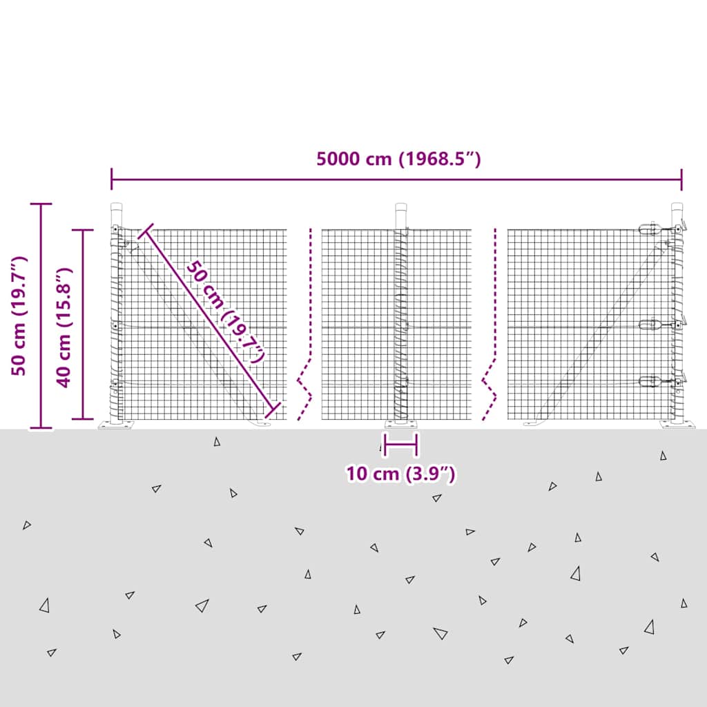 Zavareno žičano ogradno mreža s betonskom podlogom 50 x 0,4 m