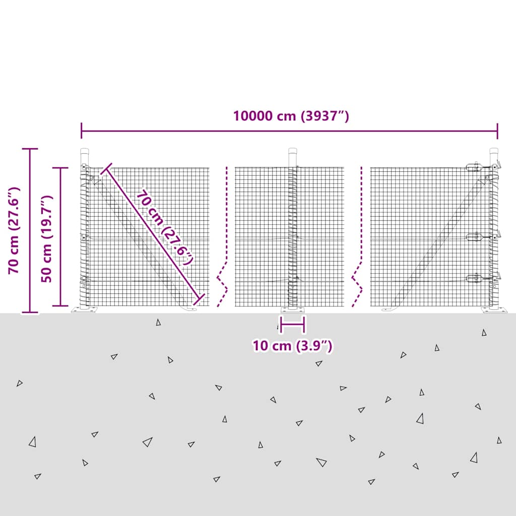 Zavareno žičano ogradno mreža s betonskom podlogom 100 x 0,5 m