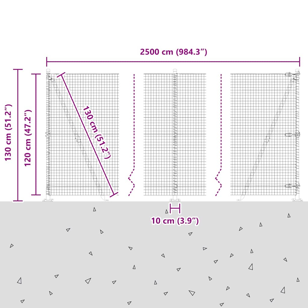 Zavareno žičano ogradno mreža s betonskom podlogom 25 x 1,2 m