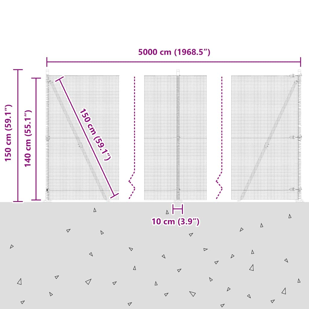 Zavareno žičano ogradno mreža s betonskom podlogom 50 x 1,4 m