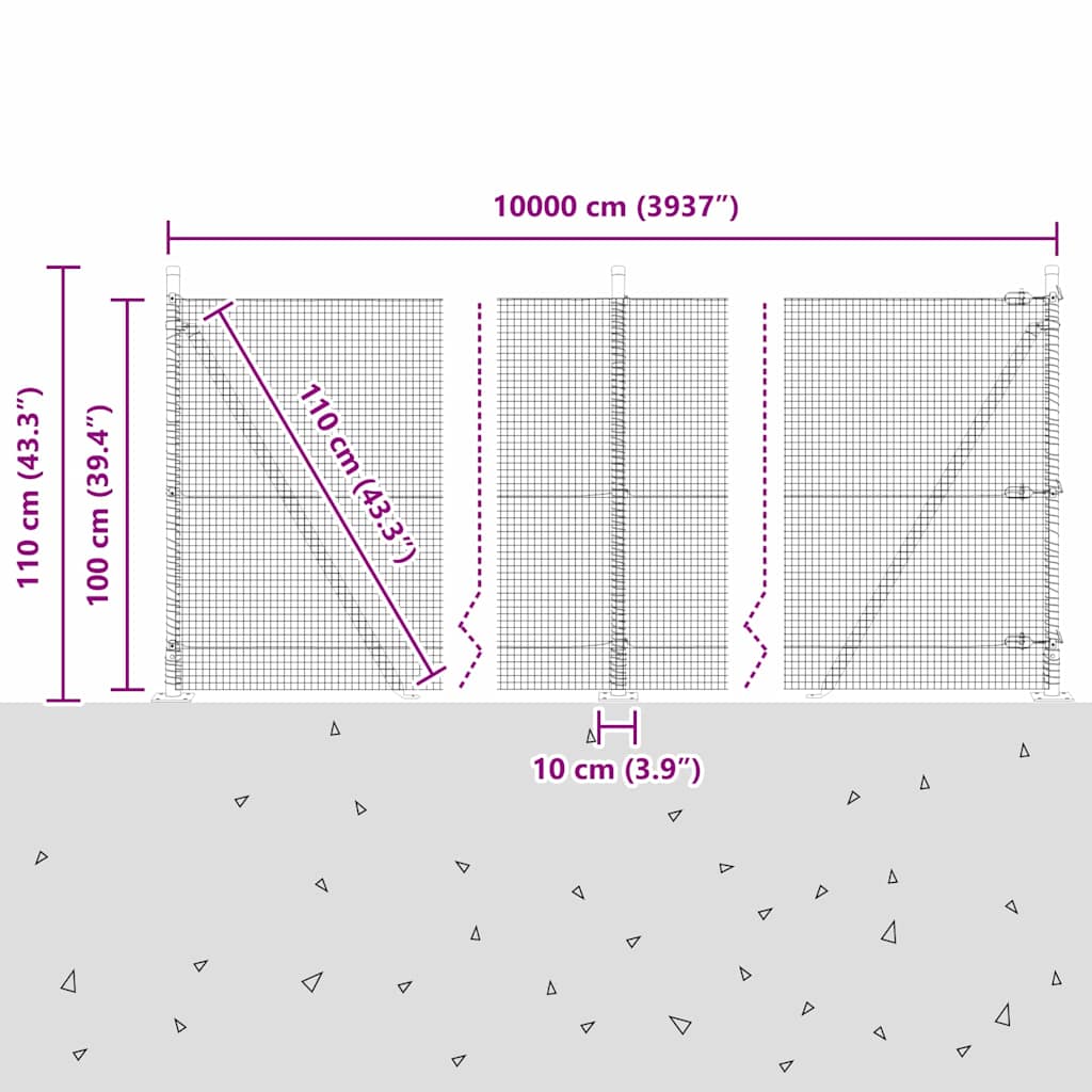 Zavareno žičano ogradno mreža s betonskom podlogom 100 x 1 m
