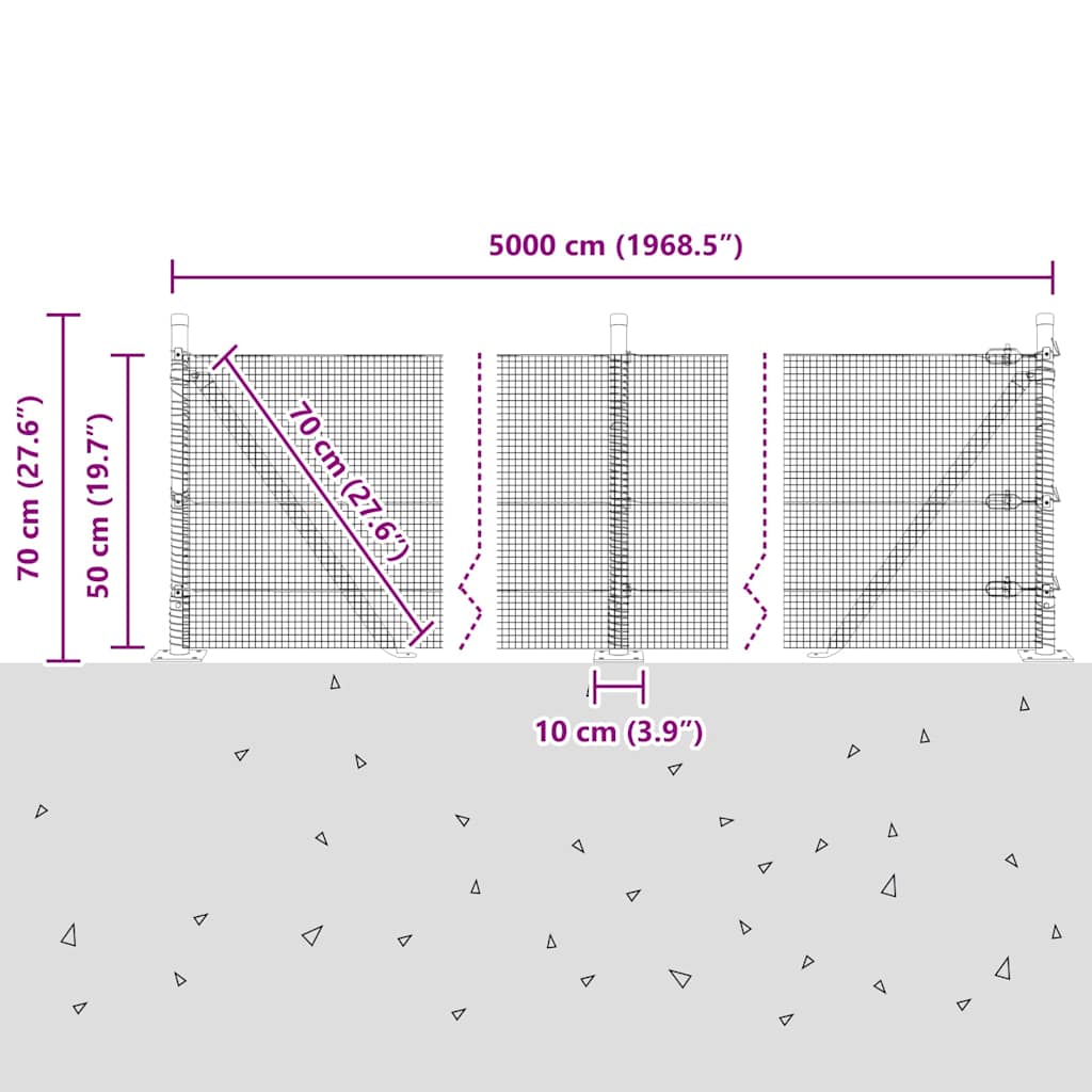Zavareno žičano ogradno mreža s betonskom podlogom 50 x 0,5 m
