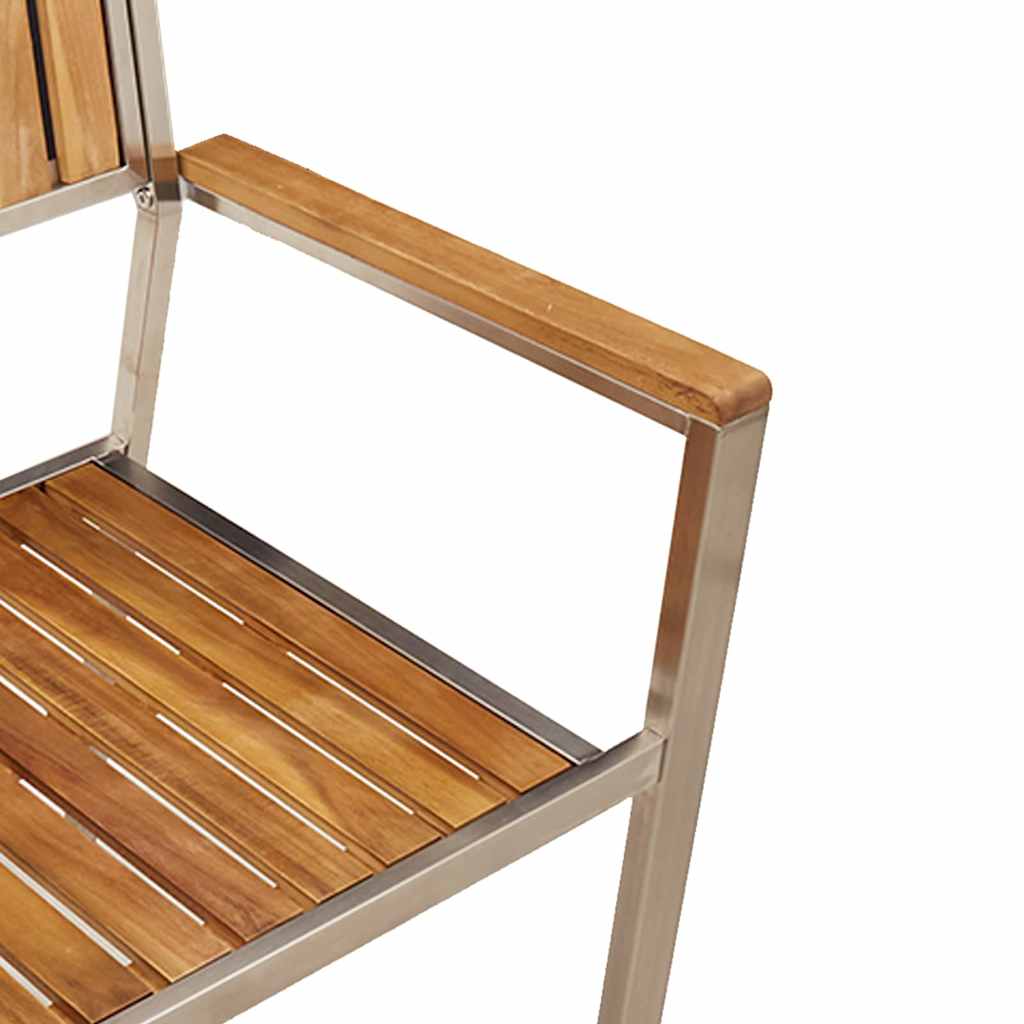 Vrtna stolica 2 pcs Masivno drvo akacije i nehrđajući čelik