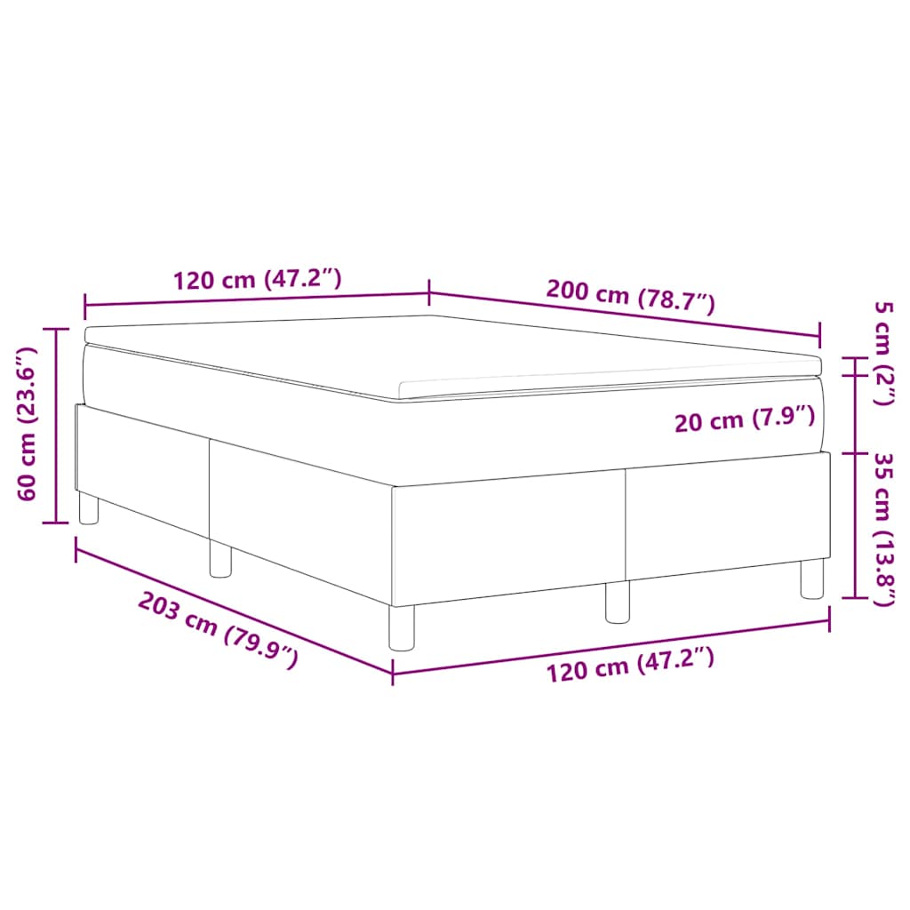 Krevet s opruga kutije Tamno siva i bijela 120 x 200 cm
