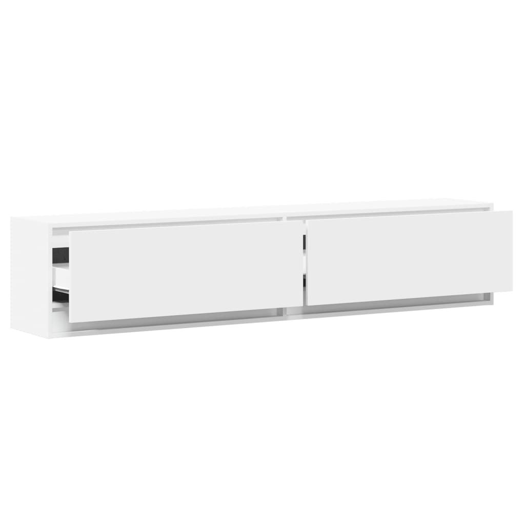 Zidni TV ormarić s LED svjetlima bijeli 180x31x38 cm