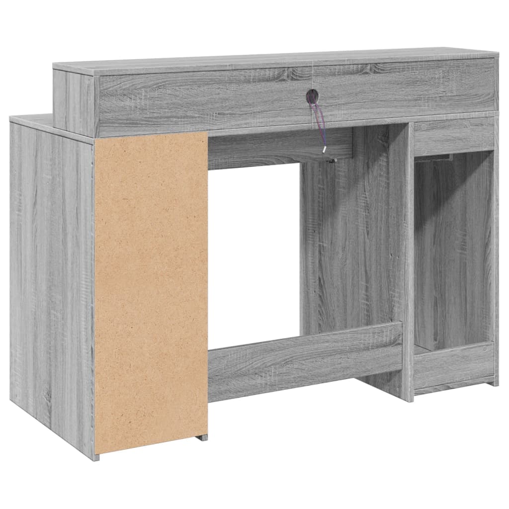 Radni stol s LED svjetlima siva boja hrasta 120x55x91 cm drveni