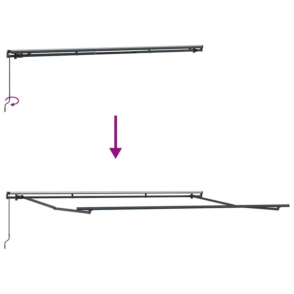 Tenda na ručno uvlačenje antracit i bijela 500 x 300 cm