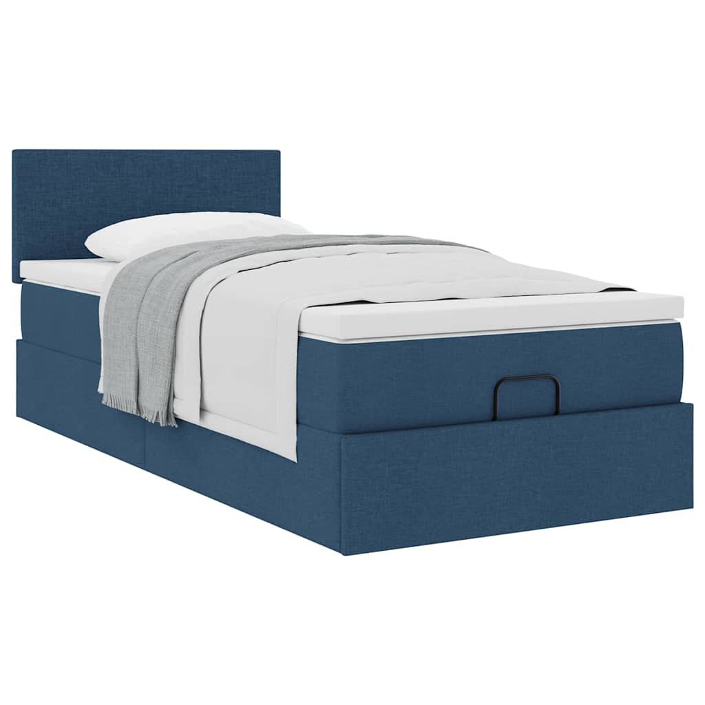 Ottoman krevet s madracem plavi 80x200 cm tkanina