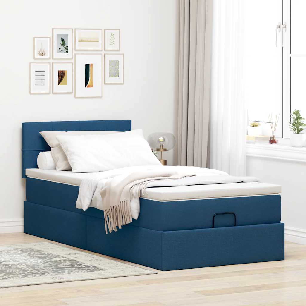 Ottoman krevet s madracem plavi 80x200 cm tkanina