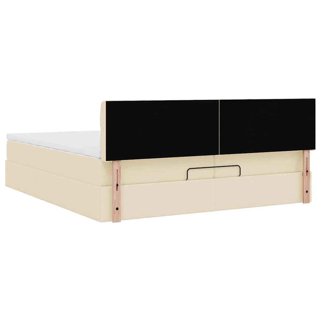 Otomanski krevet s madracem krem 200x200 cm tkanine