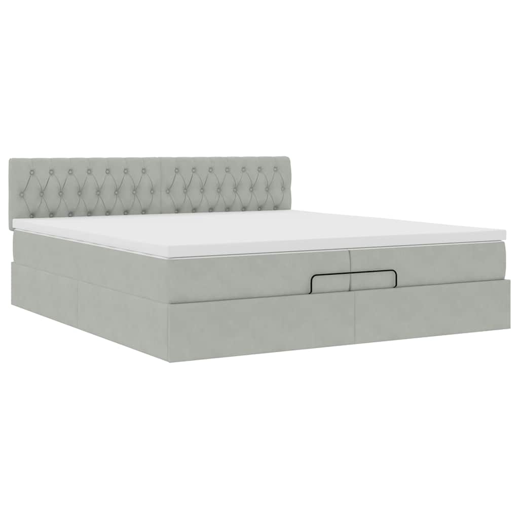 Ottoman krevet s madracem svijetlo sivi 200x200 cm baršun