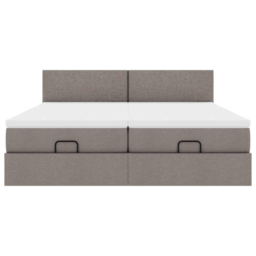 Ottoman krevet s madracima, taupe 160x200 cm, tkanina