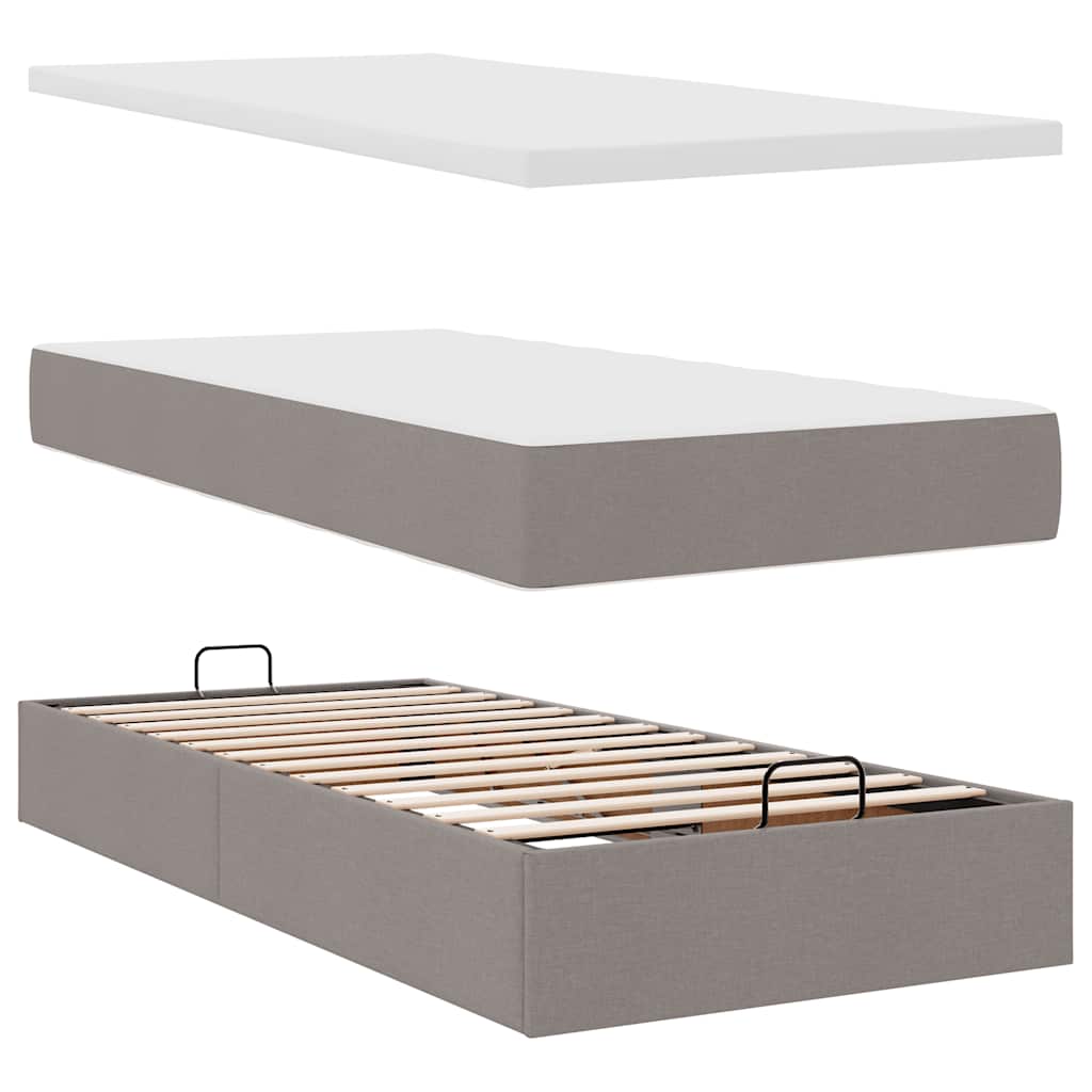 Ottoman krevet s madracima, taupe 160x200 cm, tkanina