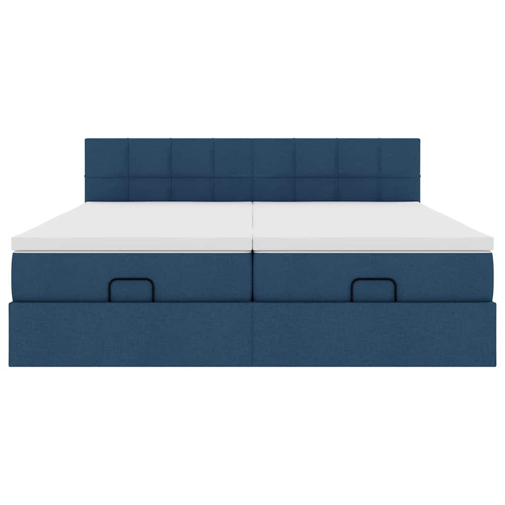 Ottoman krevet s madracima plavi 160x200 cm tkanina