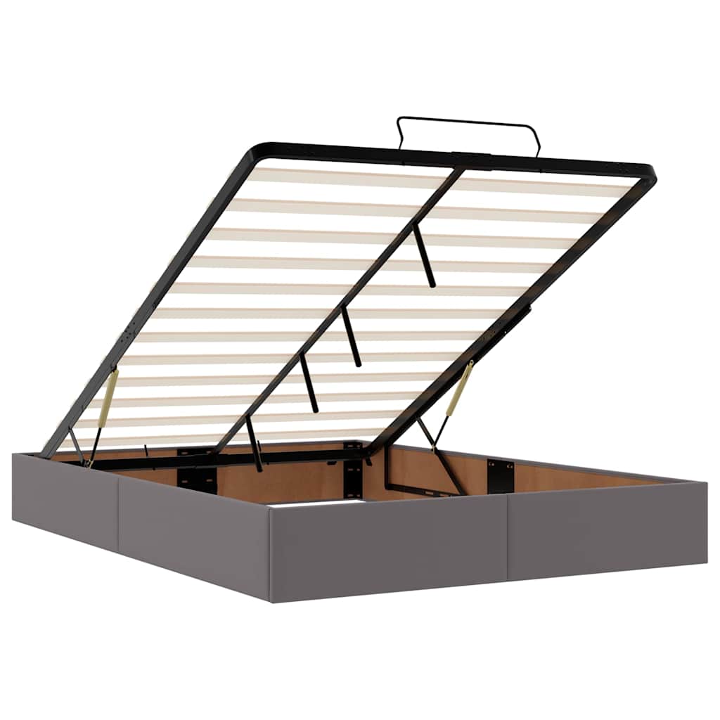 Otomanski krevet s madracima i LED sivi 140x190cm umjetna koža