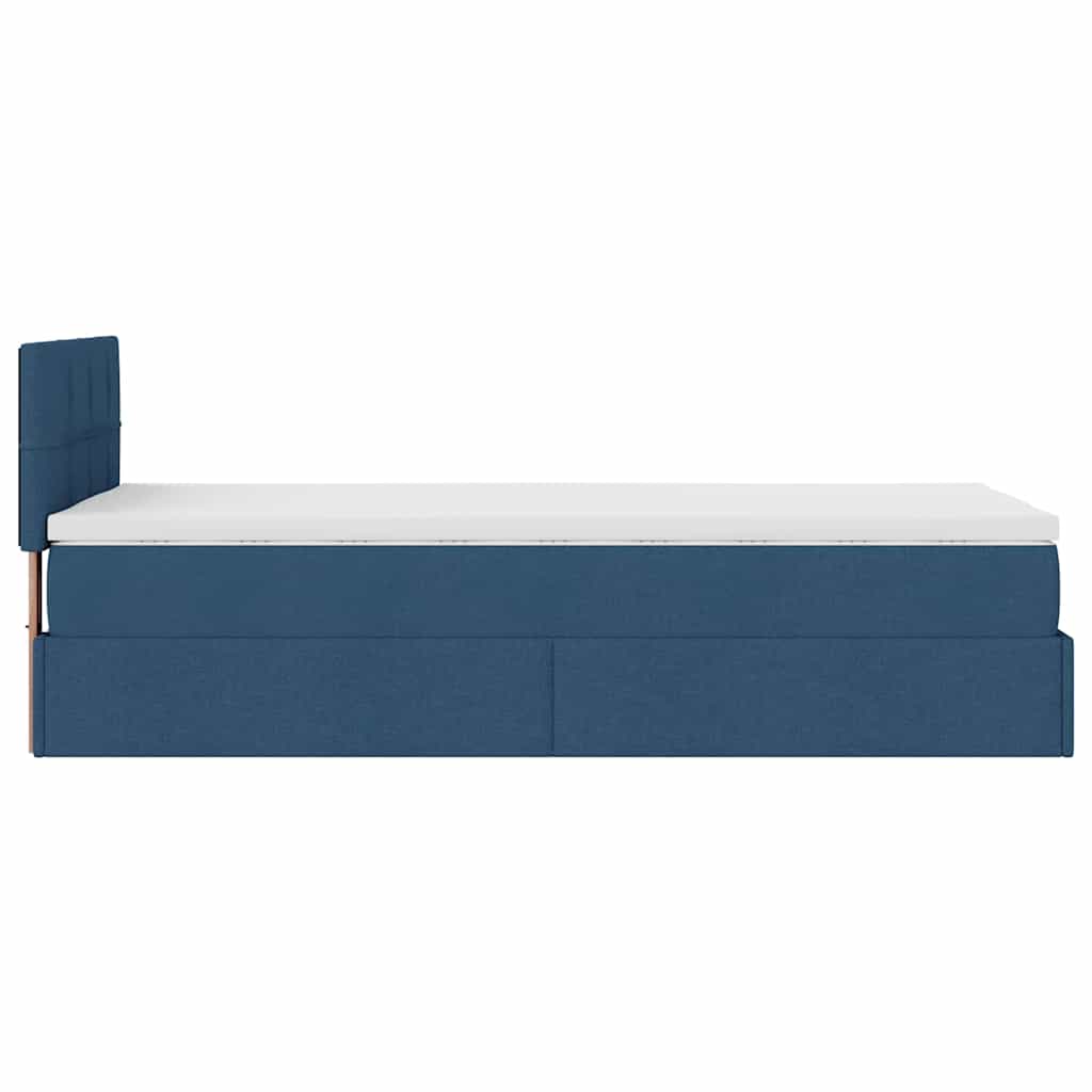 Ottoman krevet s madracem i LED diodama plavi 80x200 cm tkanina