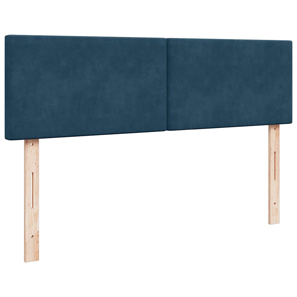Ottoman krevet s madracem i LED diodama tamnoplavi 140x200 cm baršun