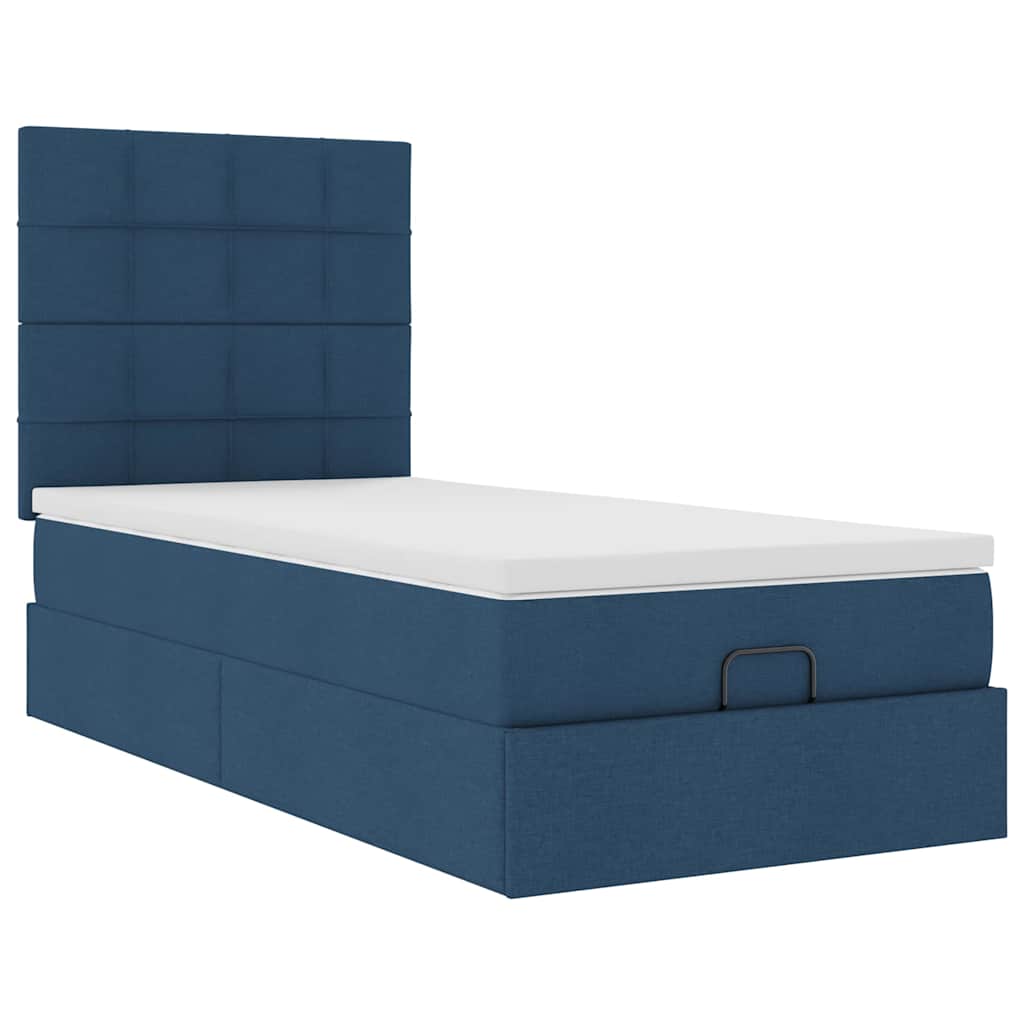 Ottoman krevet s madracem plavi 80x200 cm tkanina