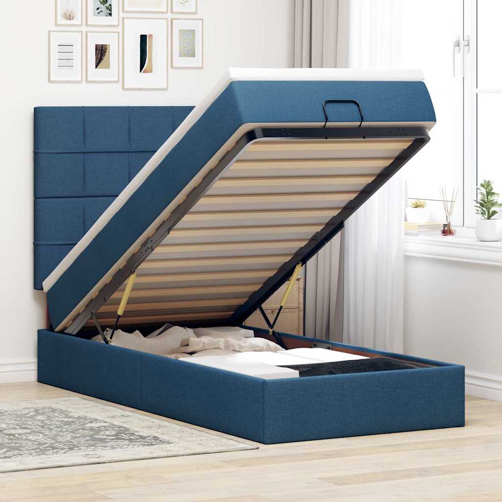 Ottoman krevet s madracem plavi 80x200 cm tkanina
