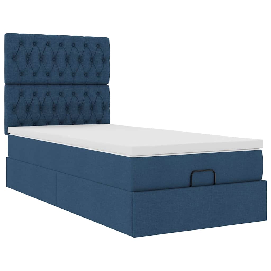 Ottoman krevet s madracem plavi 80x200 cm tkanina