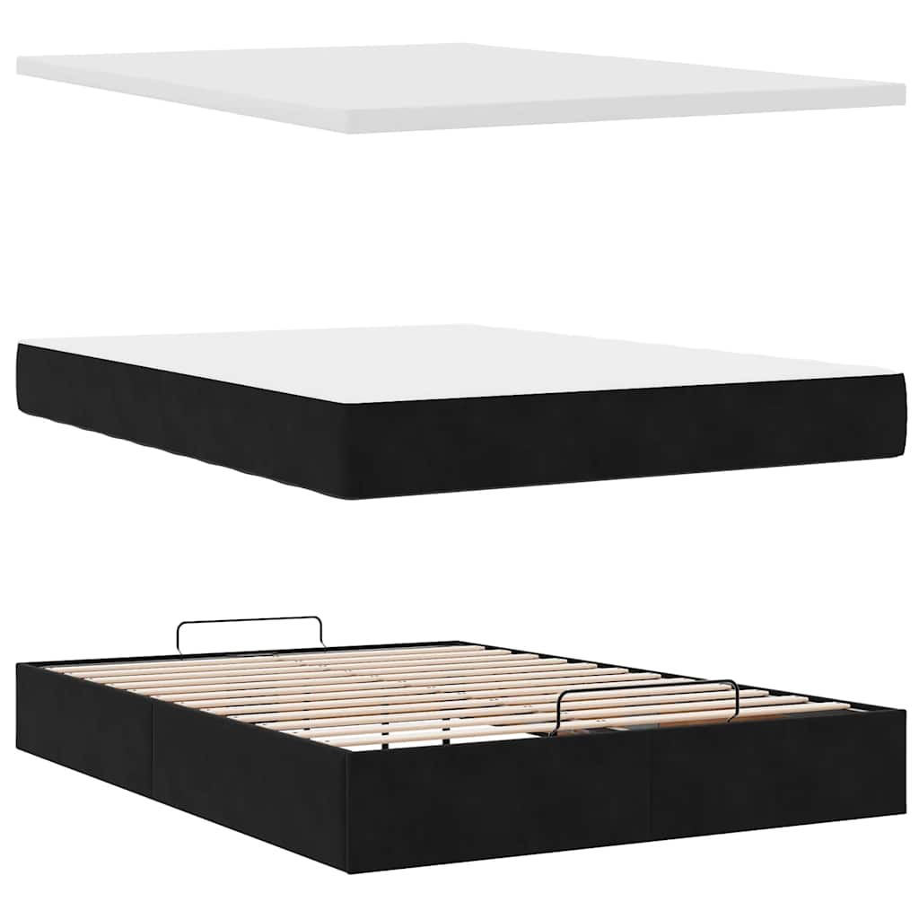 Ottoman krevet s madracima crni 140x200 cm baršun