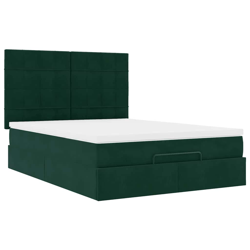 Ottoman krevet s madracima tamnozeleni 140x190 cm baršun