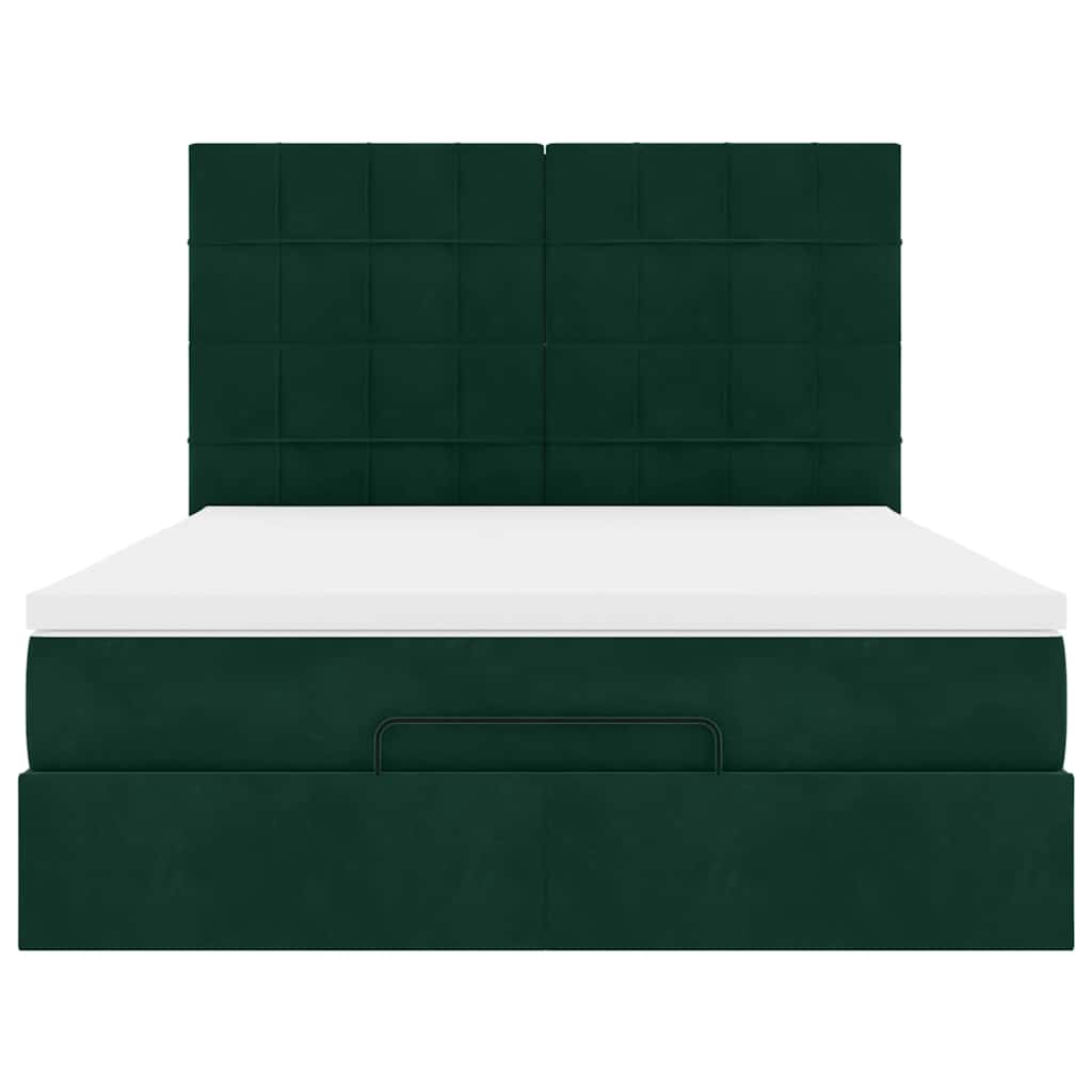 Ottoman krevet s madracima tamnozeleni 140x190 cm baršun