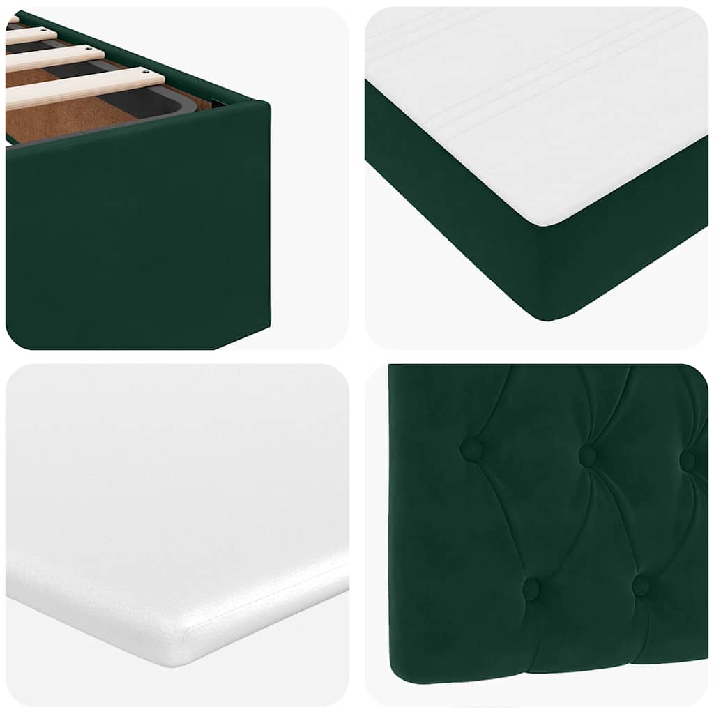 Ottoman krevet s madracima tamnozeleni 140x190 cm baršun