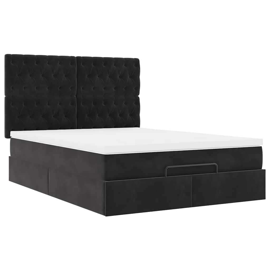 Ottoman krevet s madracima crni 140x200 cm baršun