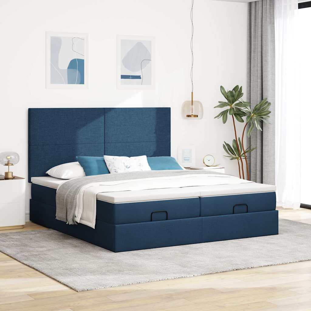 Ottoman krevet s madracima plavi 160x200 cm tkanina