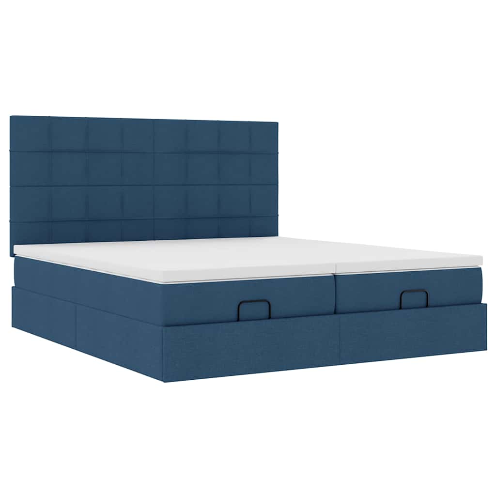 Ottoman krevet s madracima plavi 160x200 cm tkanina
