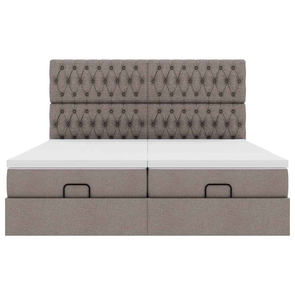 Ottoman krevet s madracima, taupe 160x200 cm, tkanina
